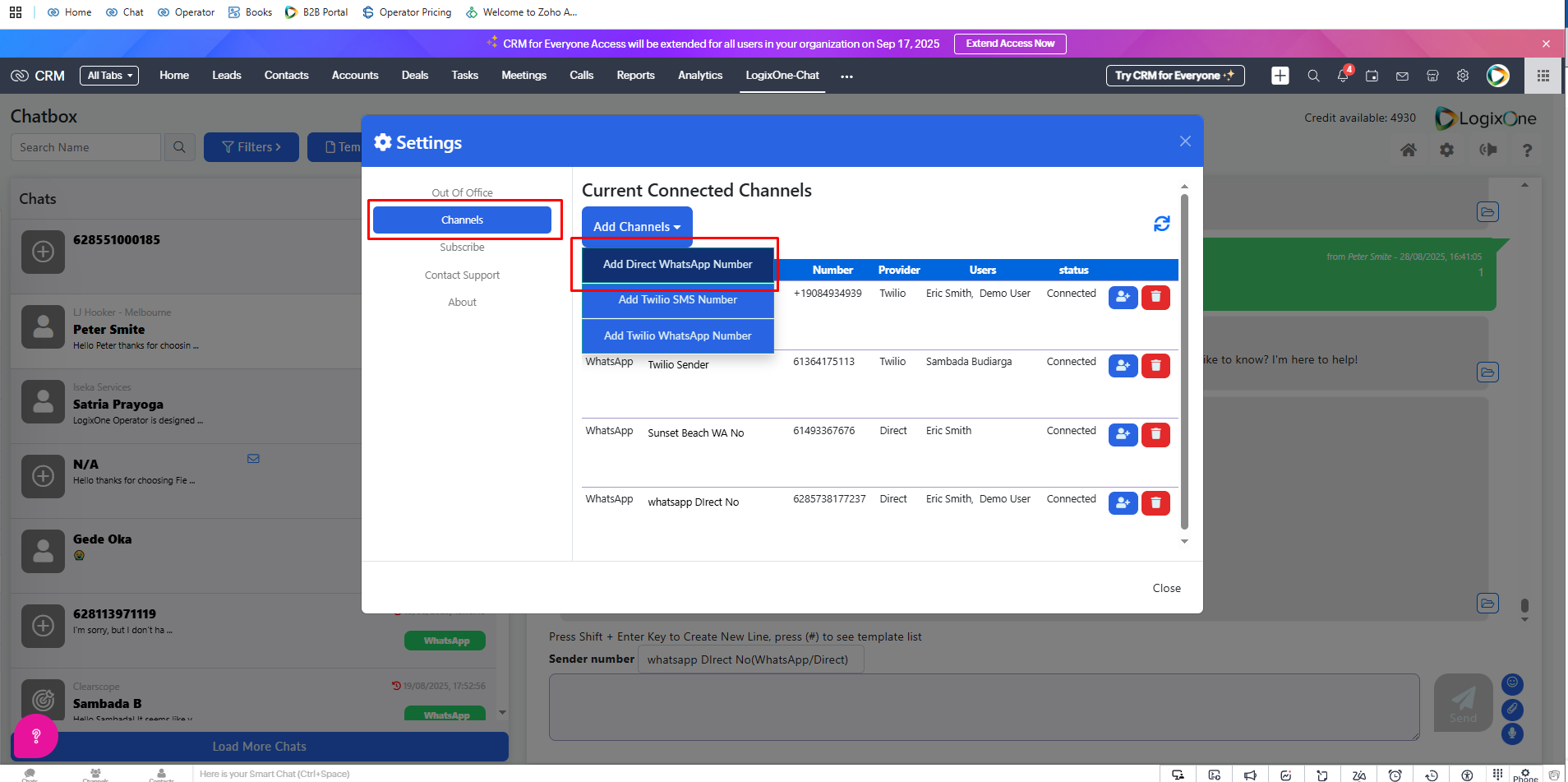 How to connect a WhatsApp Personal or WhatsApp Business to LogixOne Chat